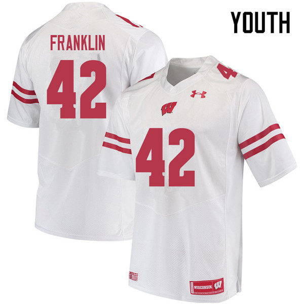 Youth #42 Jaylan Franklin Wisconsin Badgers College Football Jerseys Sale-White - Click Image to Close